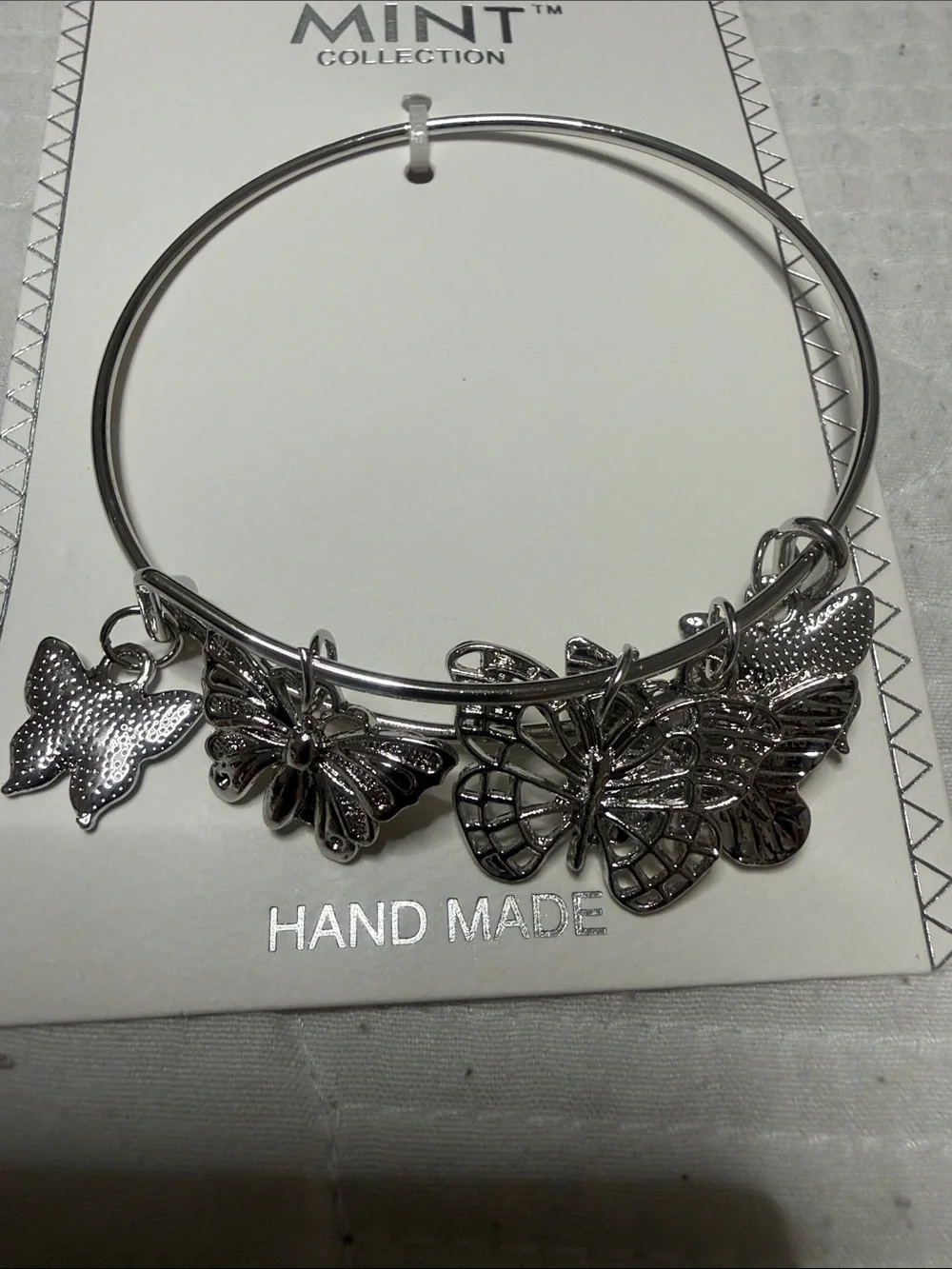 Set of 2 MINT Collection Silver Butterfly Charm Bracelet